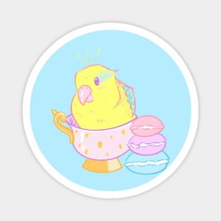 Yellow Parrotlet Tea Party Magnet